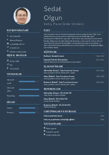 Satış Pazarlama CV Örnekleri cv indir